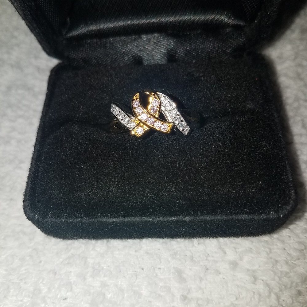 Sterling silver breast awareness ring